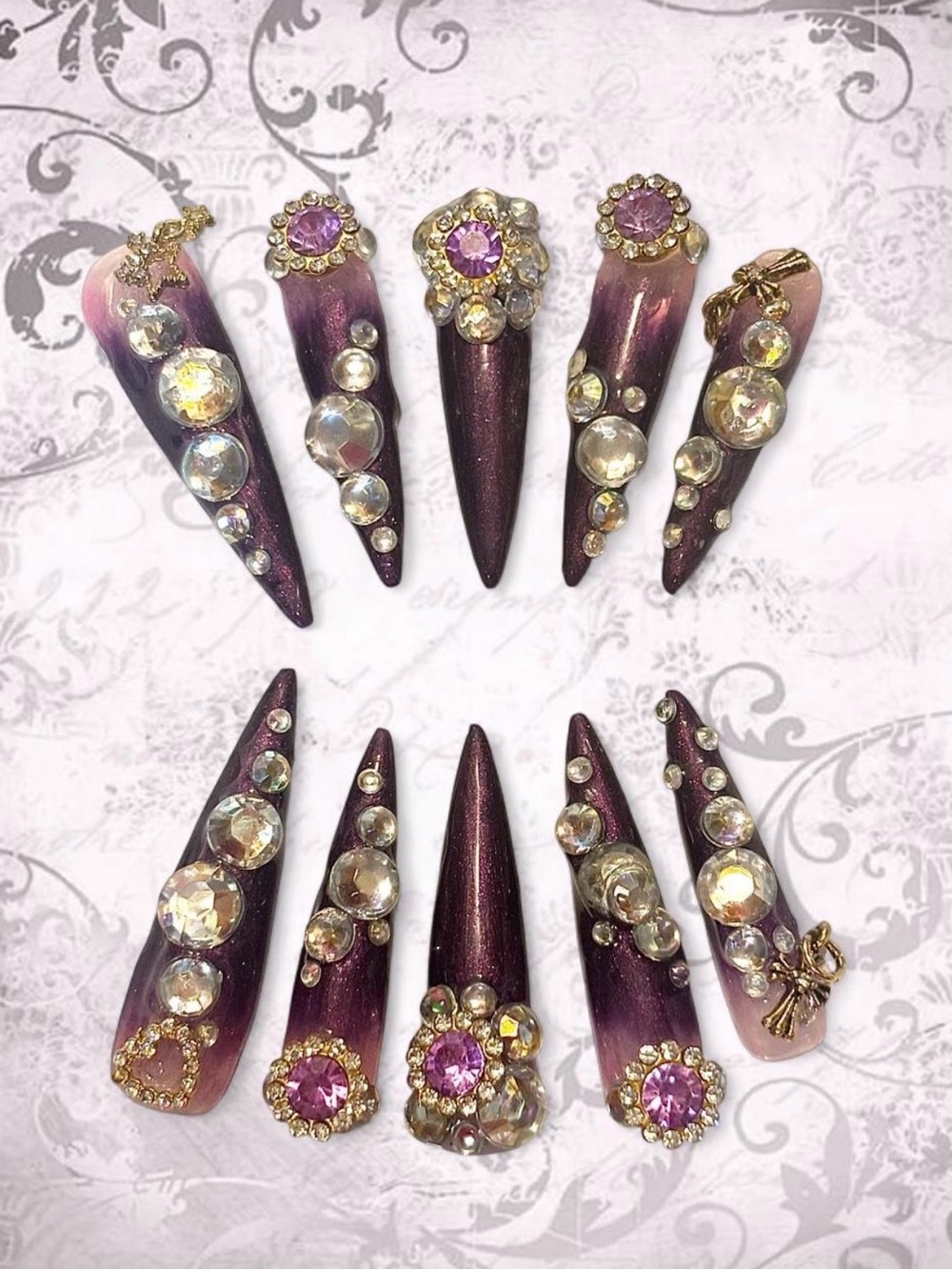 Purple gradient gyaru nail get 💜✨